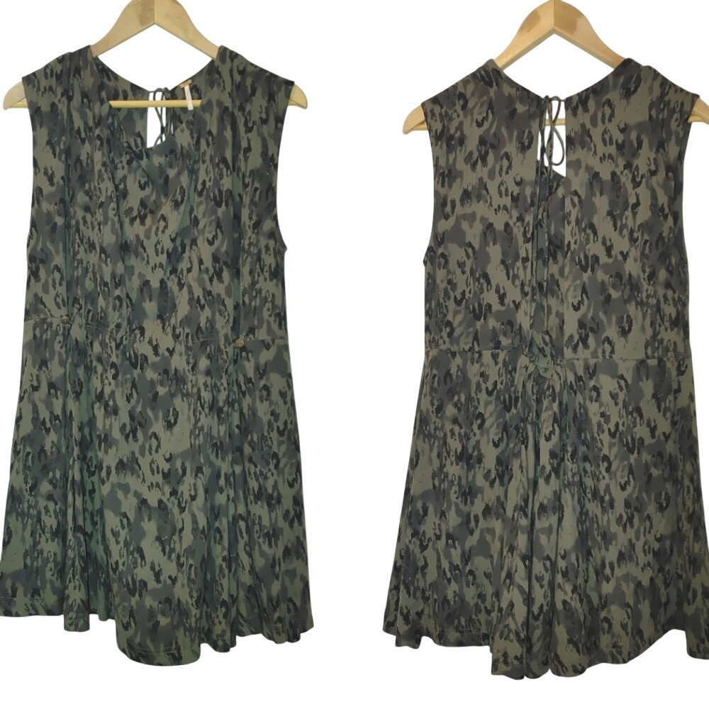 Free People Fake Love Green‎ Black Sleeveless Mini Dress Style OB618371 Medium